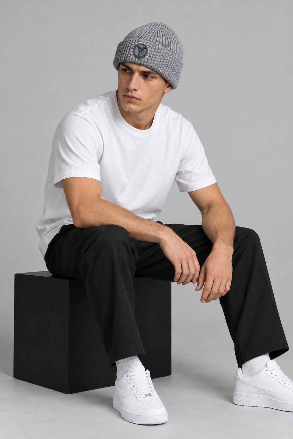 Carlo Colucci Beanie Mütze Dunkel Grau