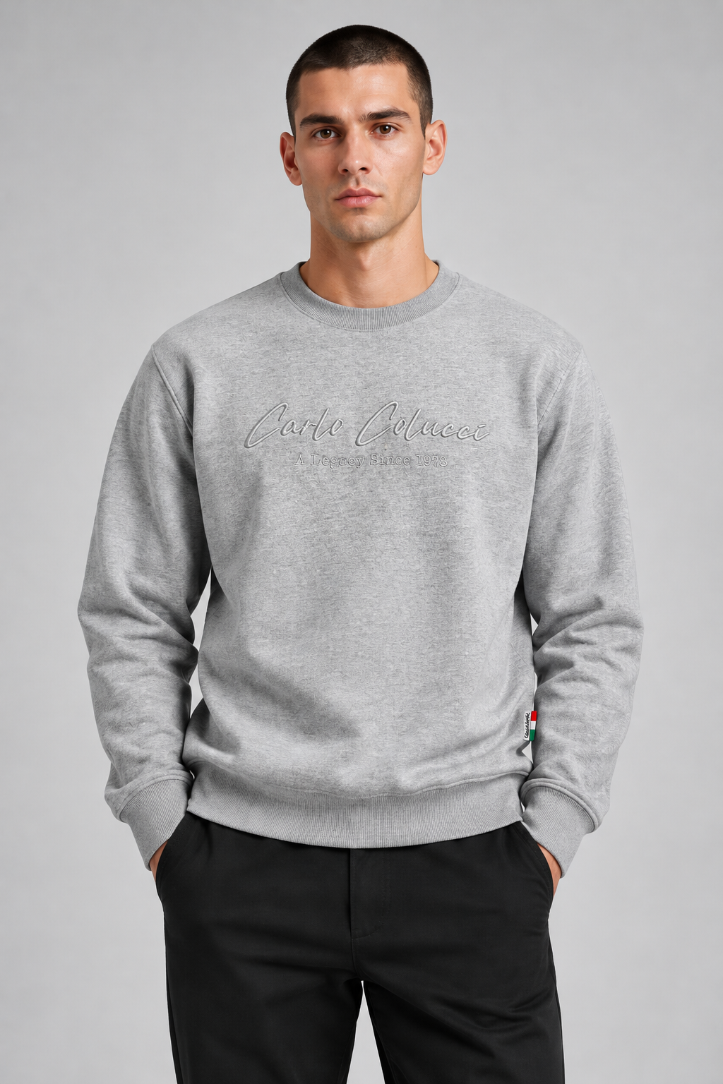 Carlo Colucci Pullover Basic Grau