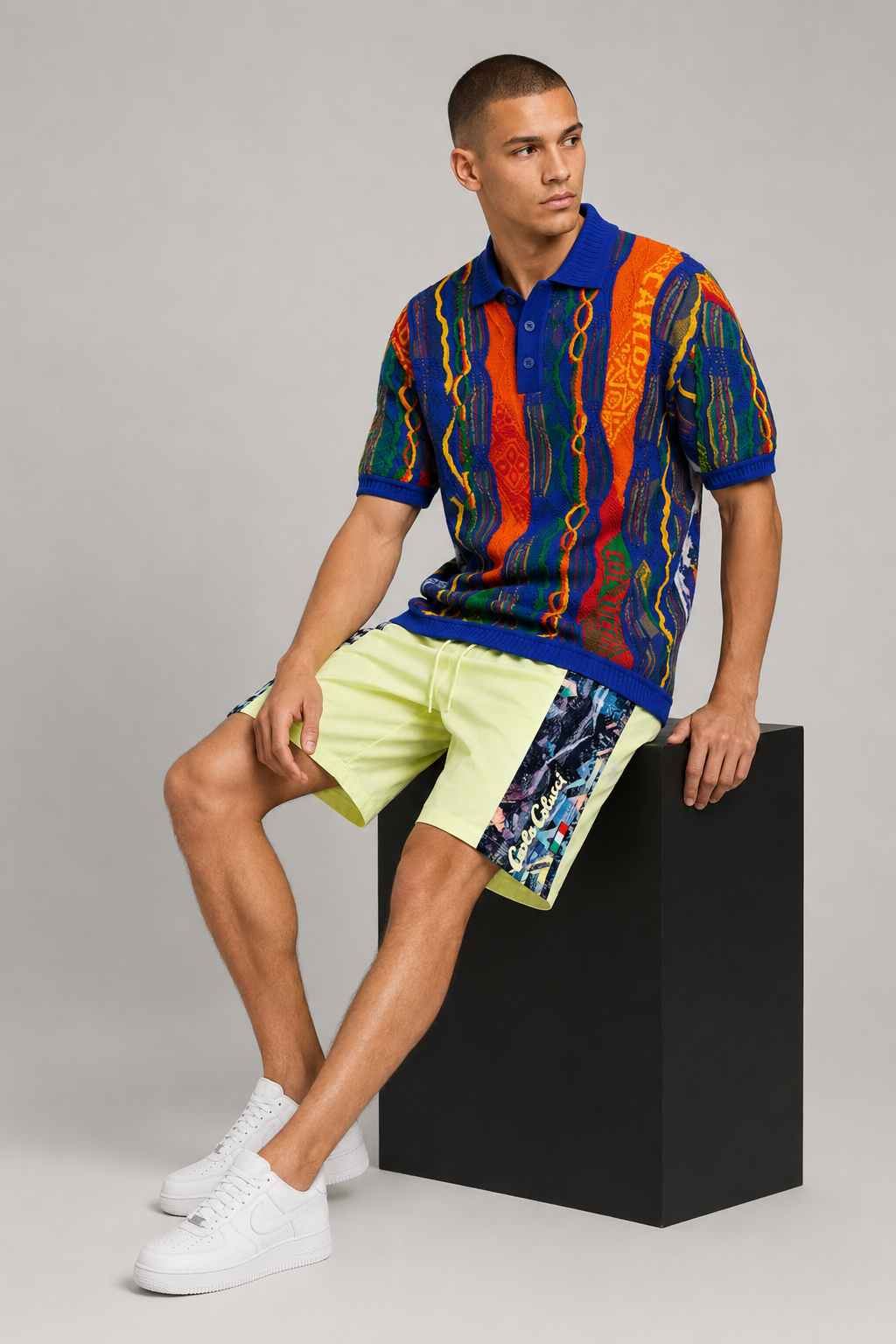 Carlo Colucci Bundle Strick-Polo + Shorts