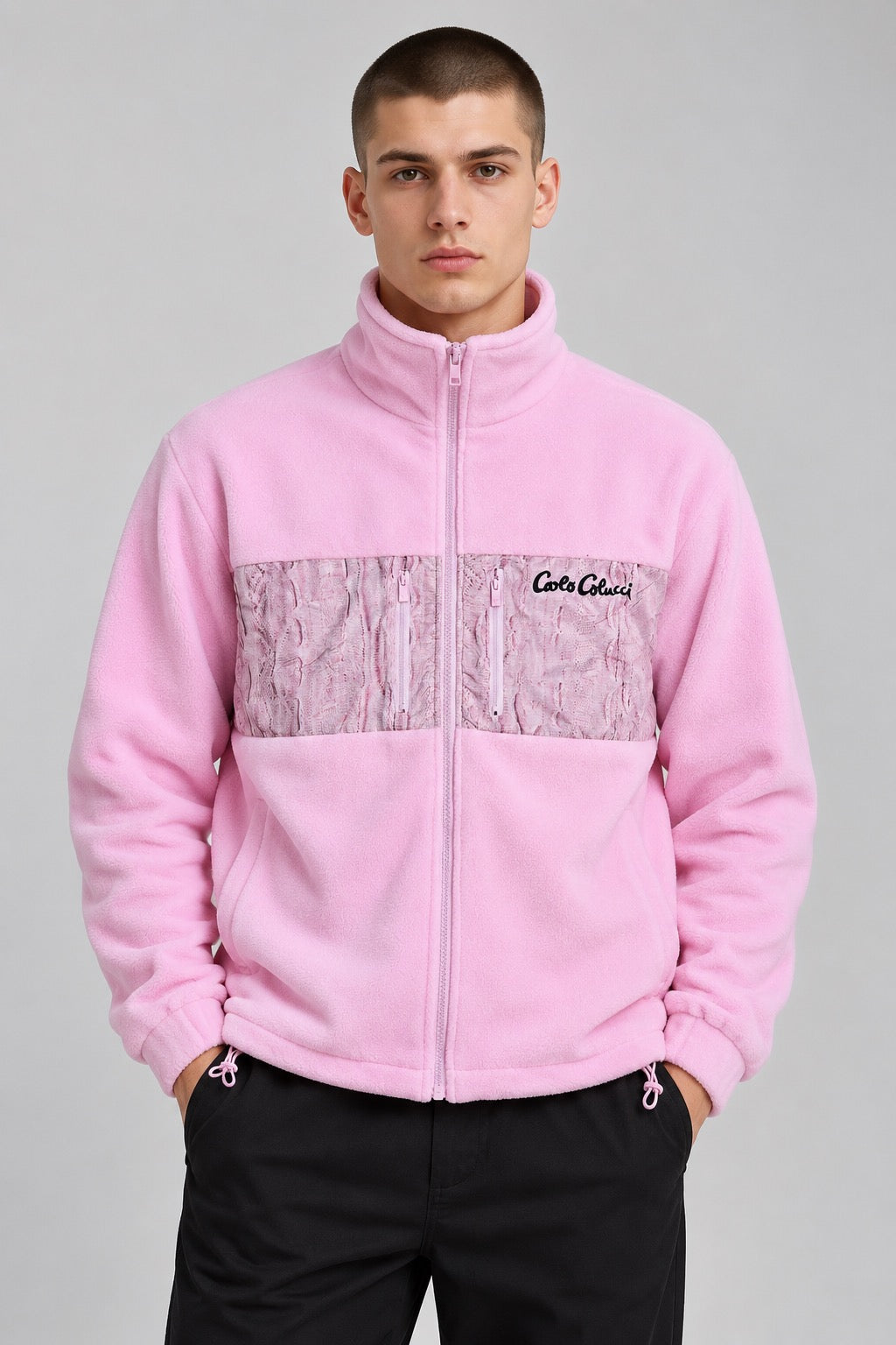 Carlo Colucci Fleece Jacke Teddy Rosa