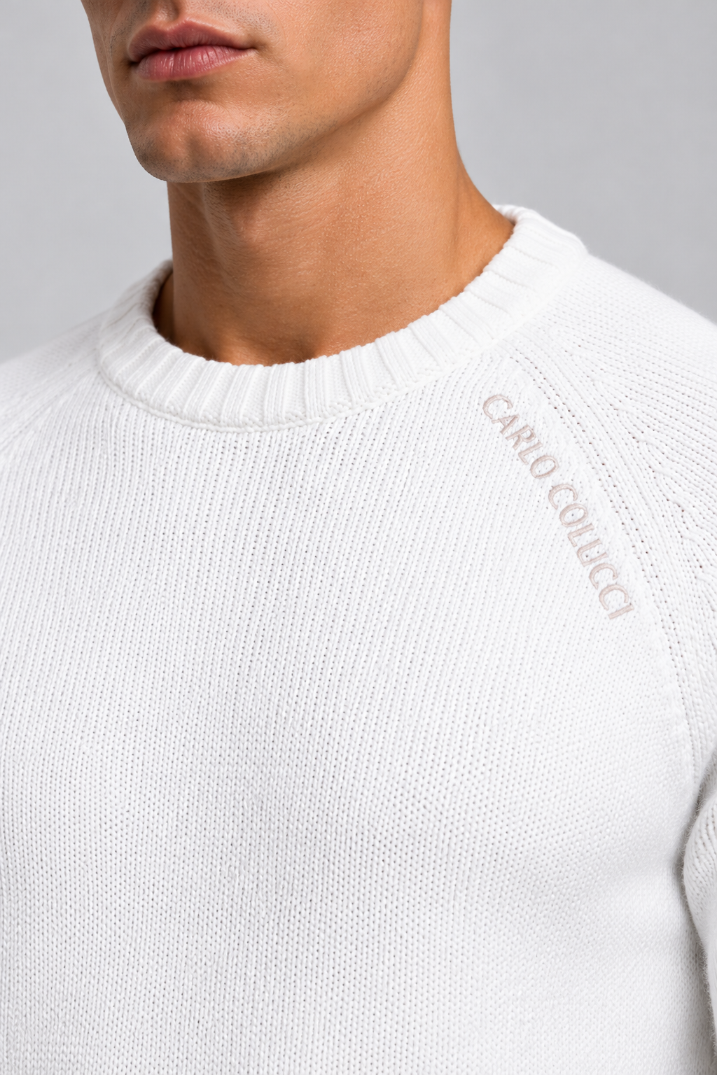 Carlo Colucci Feinstrick Pullover Weiß