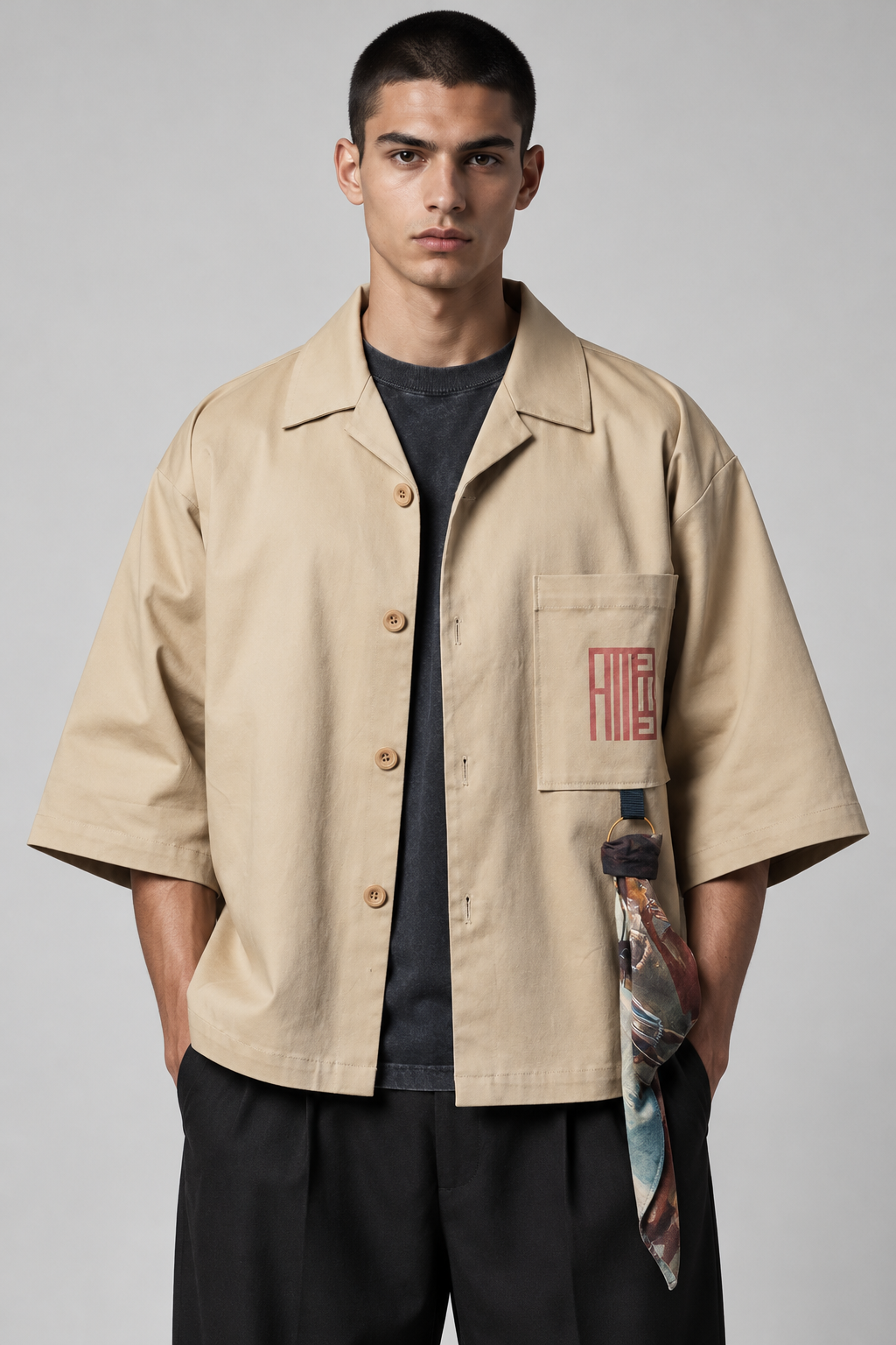 Alessandro Magno Hemd-Jacke Kurzarm