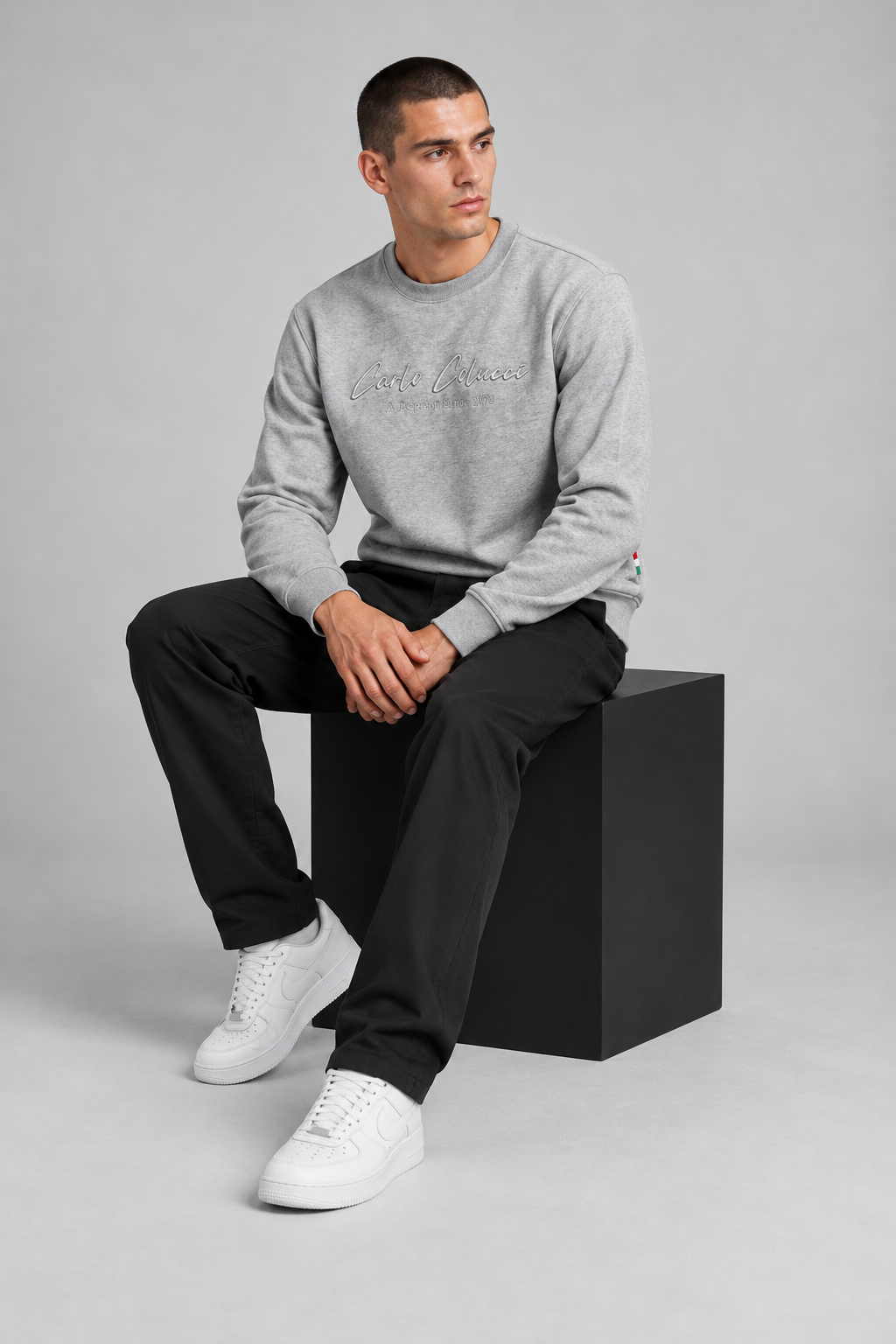 Carlo Colucci Pullover Basic Grau
