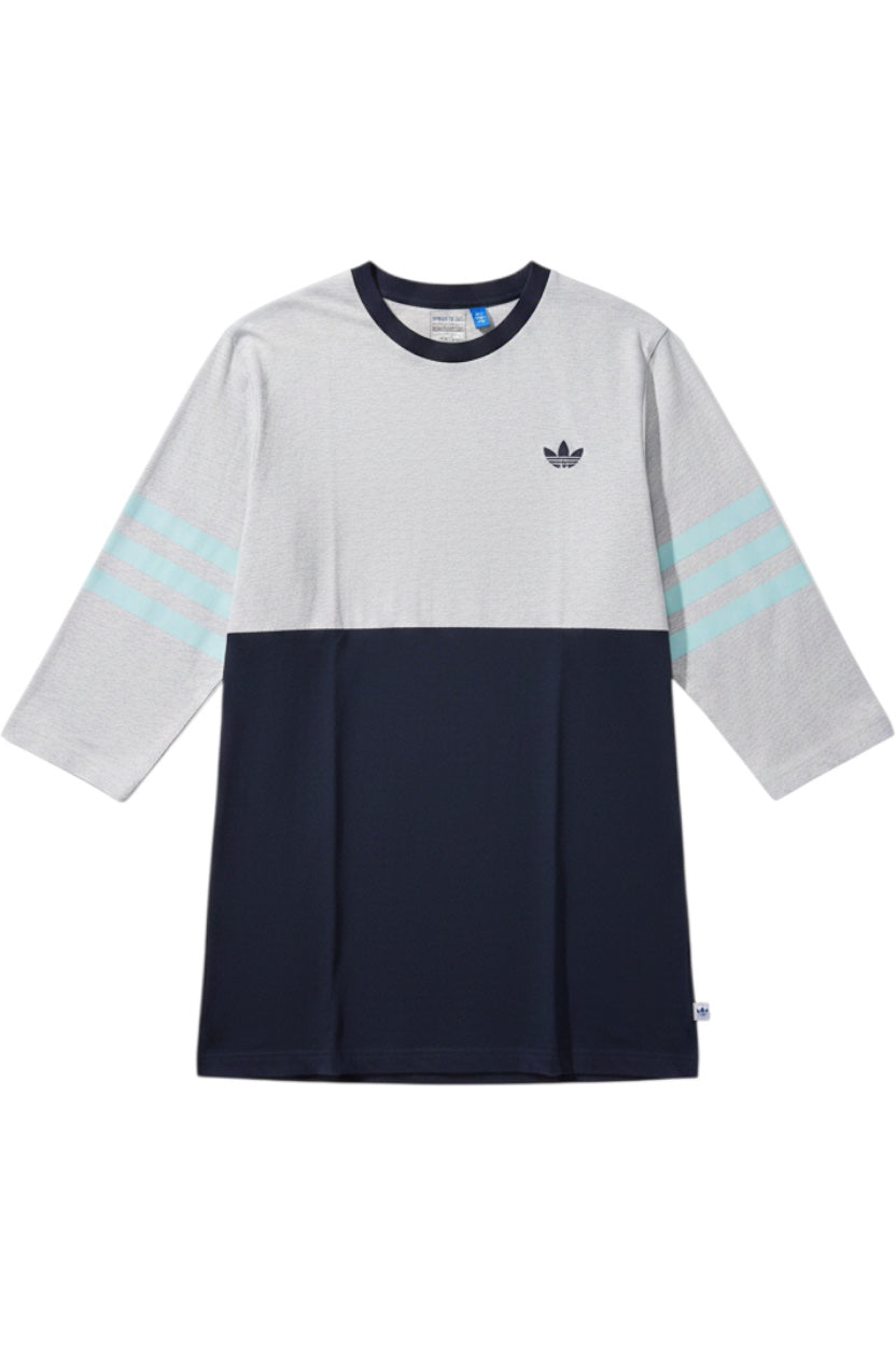 Adidas Herren Langarmshirt Grau-Blau Gestreift Größe L