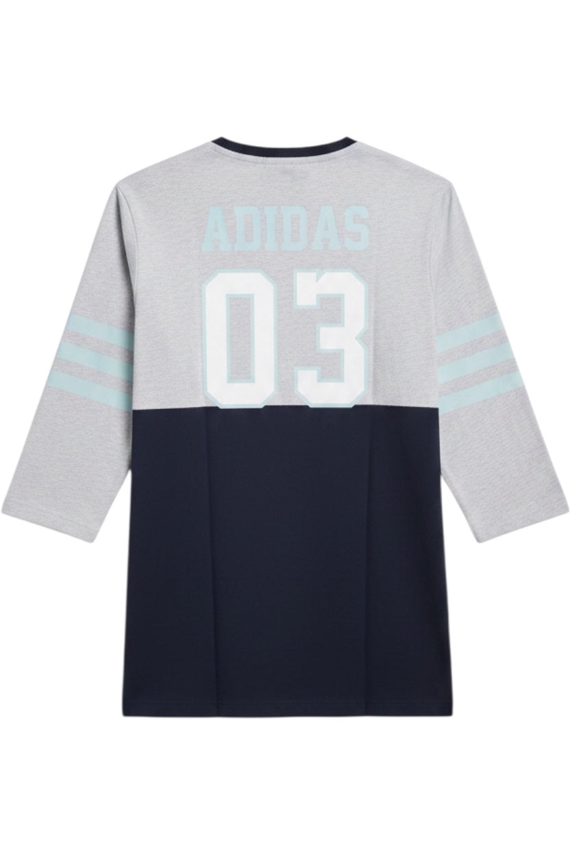 Adidas Herren Langarmshirt Grau-Blau Gestreift Größe L