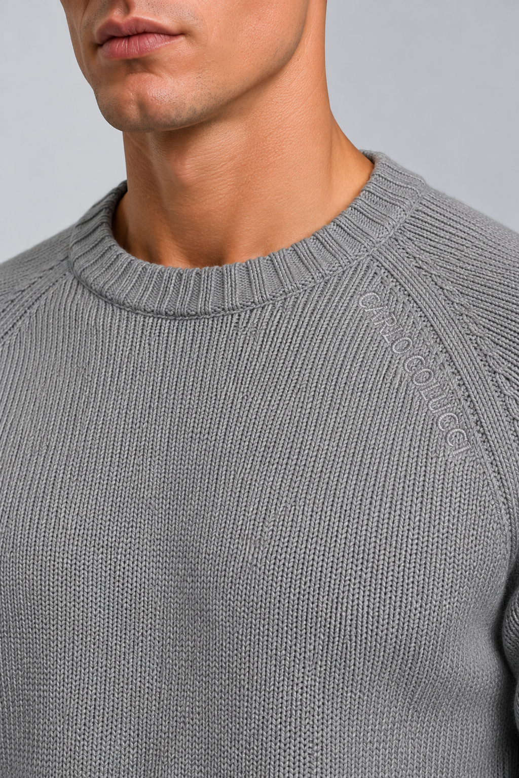 Carlo Colucci Feinstrick Pullover Grau