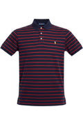 Polo Ralph Lauren Herren Poloshirt Slim Fit Gestreift Blau Rot Größe M