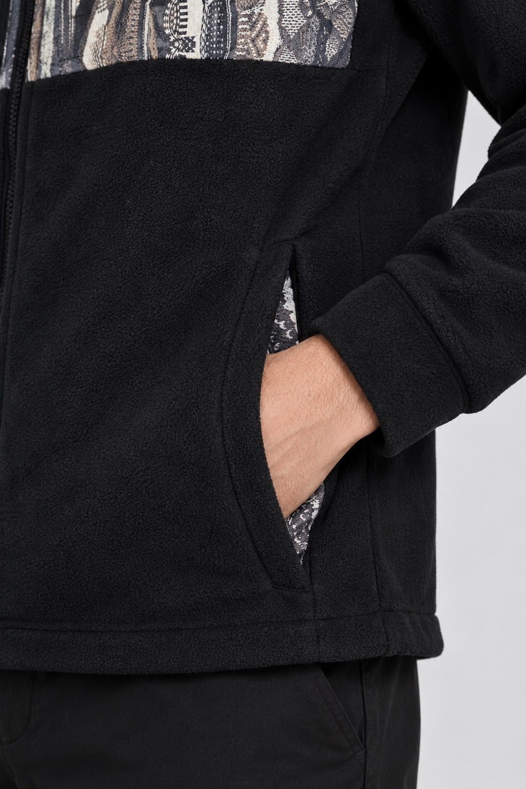 Carlo Colucci Fleece Jacke Teddy Schwarz