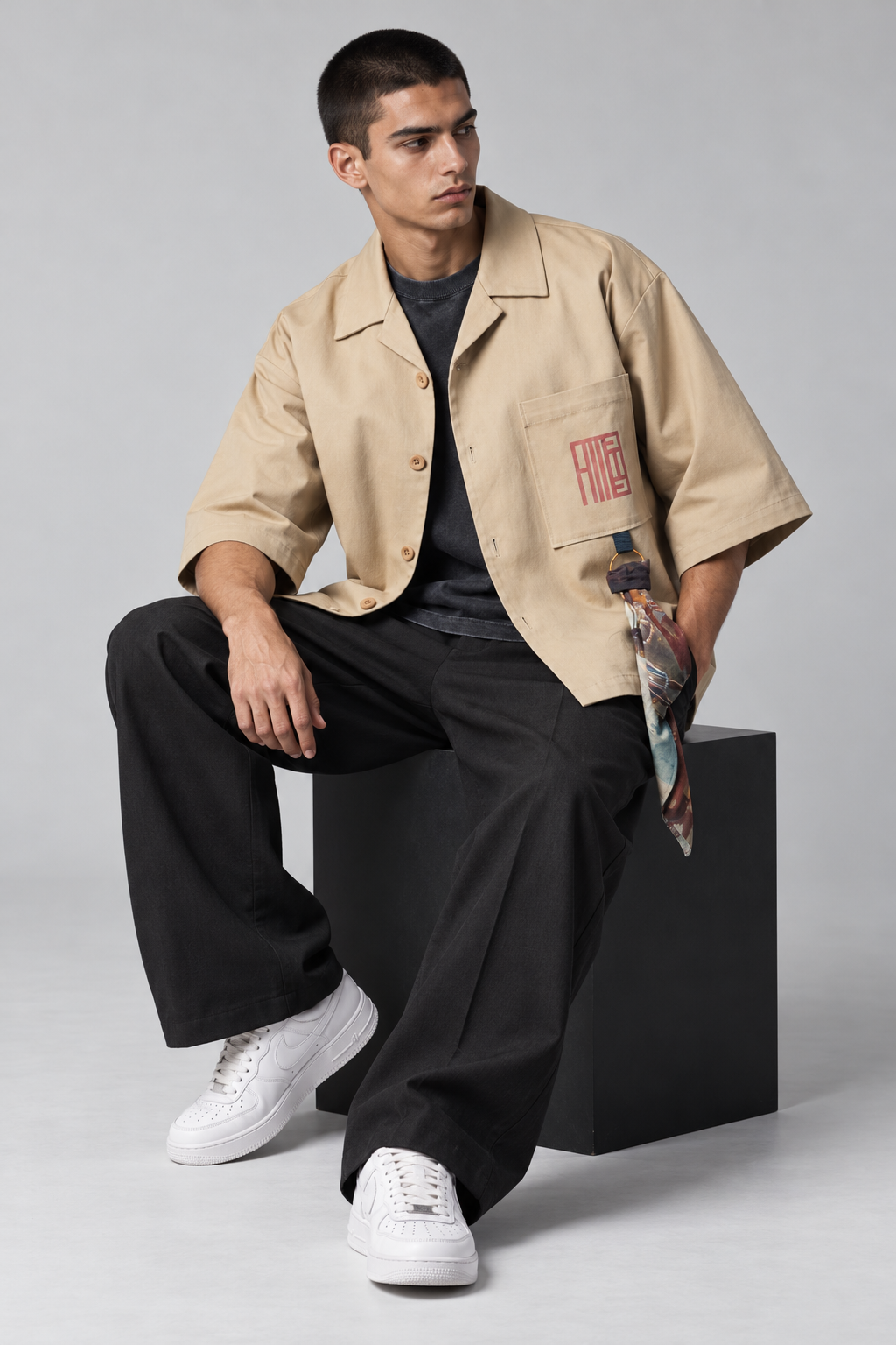 Alessandro Magno Hemd-Jacke Kurzarm