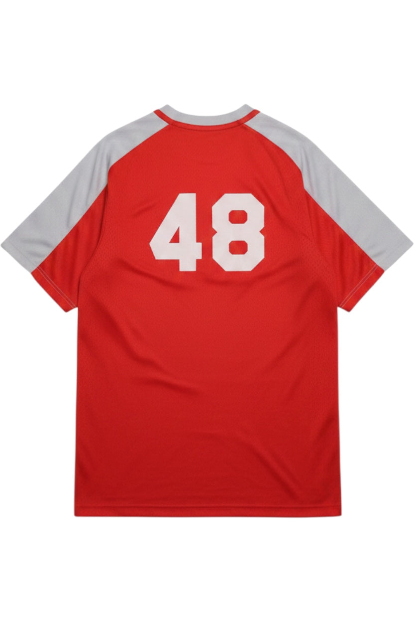 Nike Herren Baseball Hemd Rot-Grau Größe XXL
