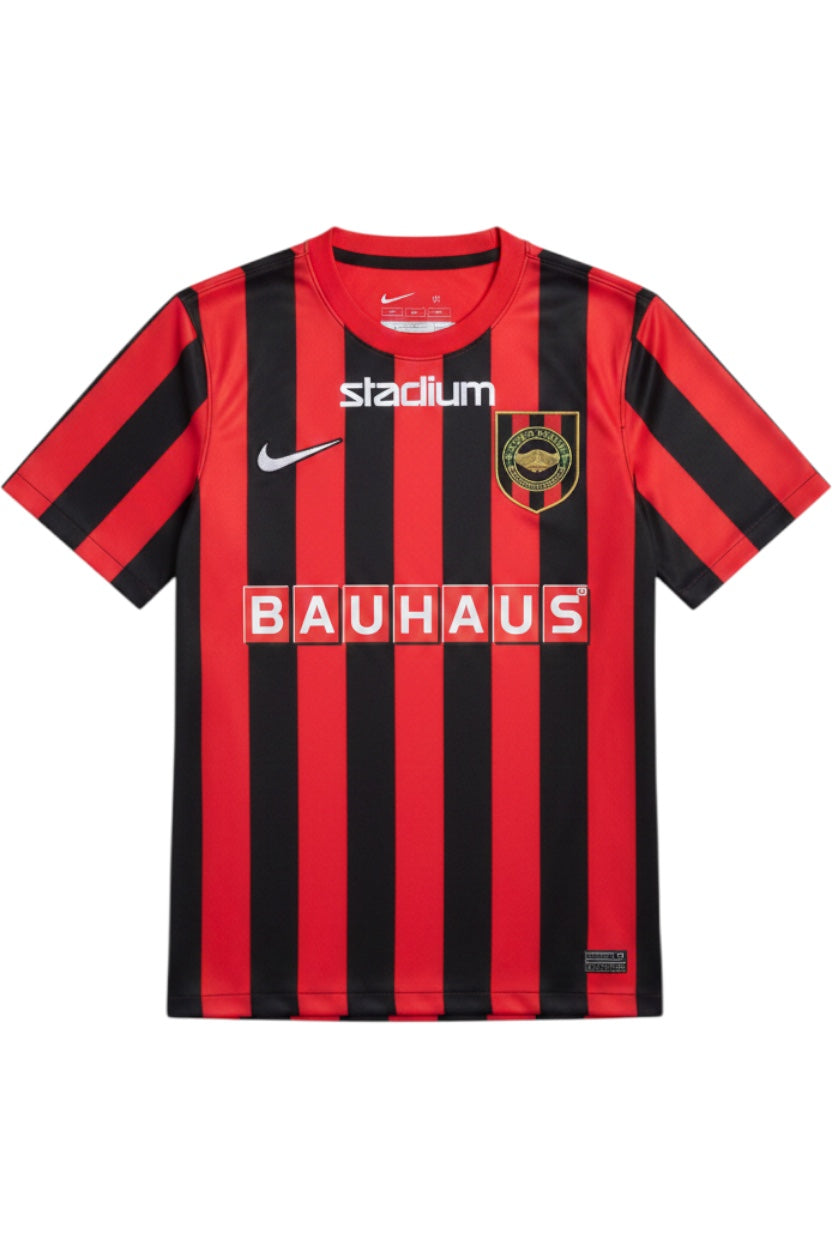 Nike Herren Fußball Trikot Rot Schwarz Streifen Größe S