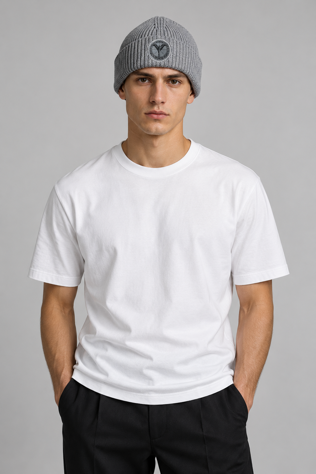 Carlo Colucci Beanie Mütze Dunkel Grau