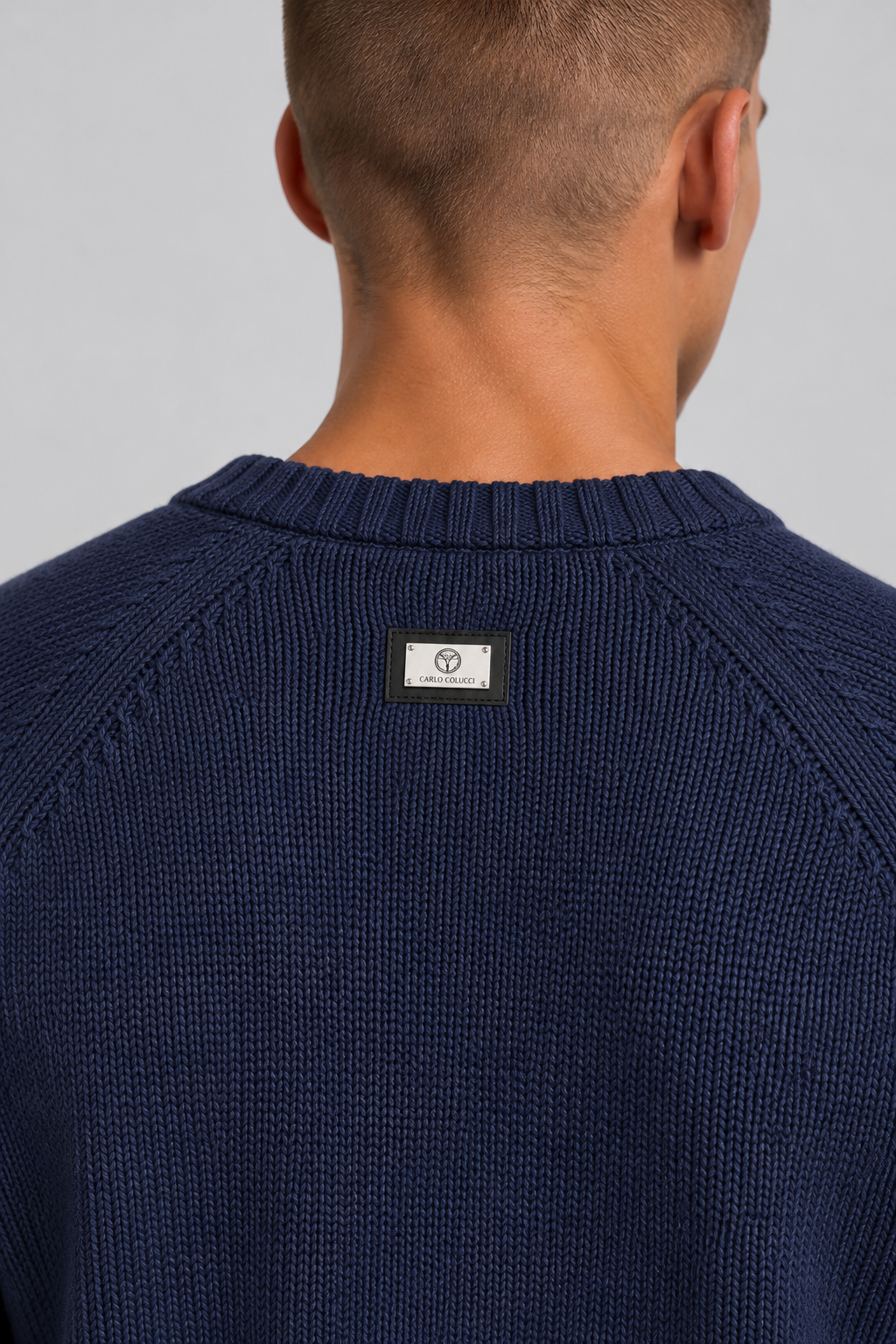 Carlo Colucci Feinstrick Pullover Blau