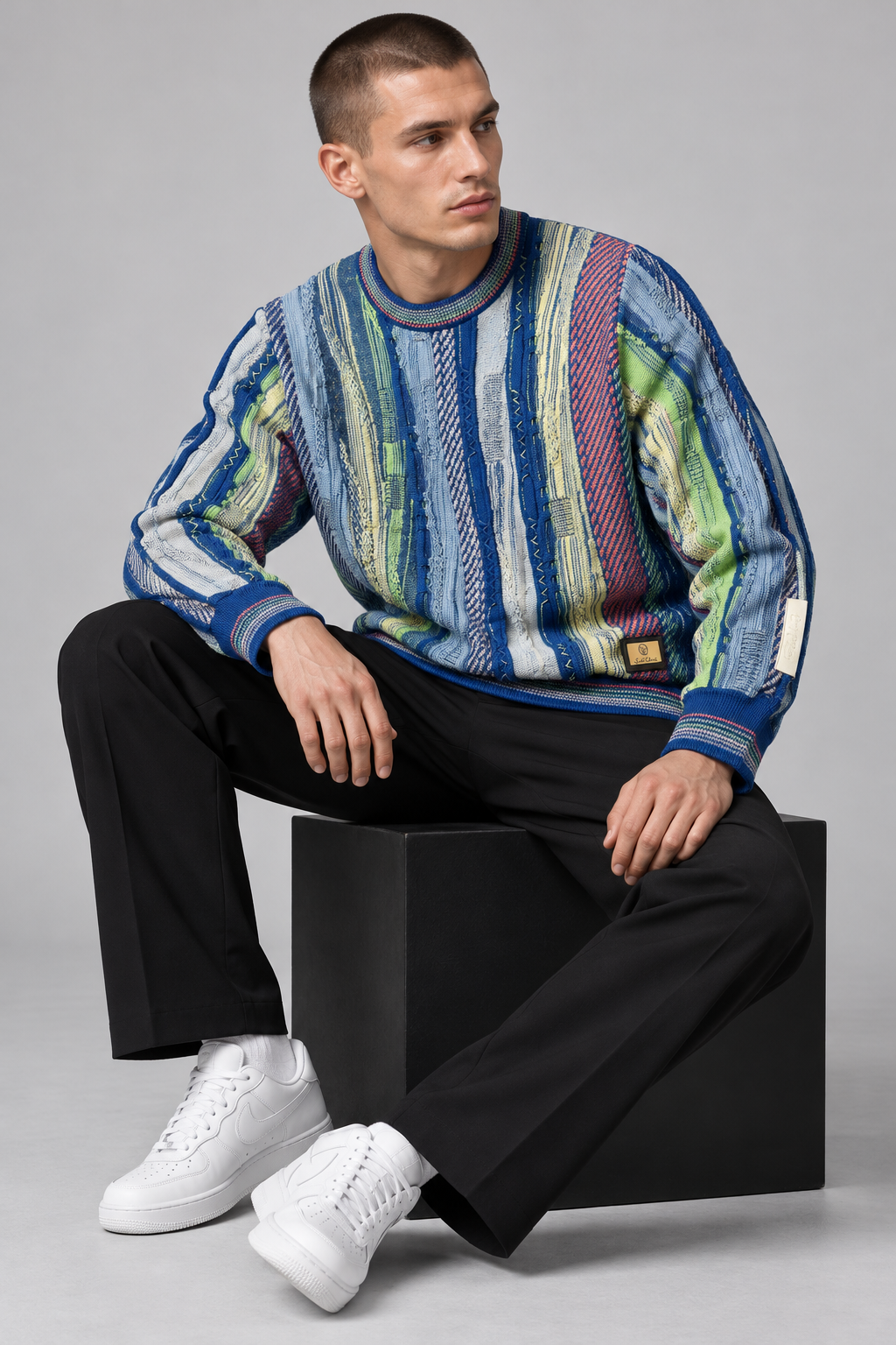Carlo Colucci Strickpullover Blau