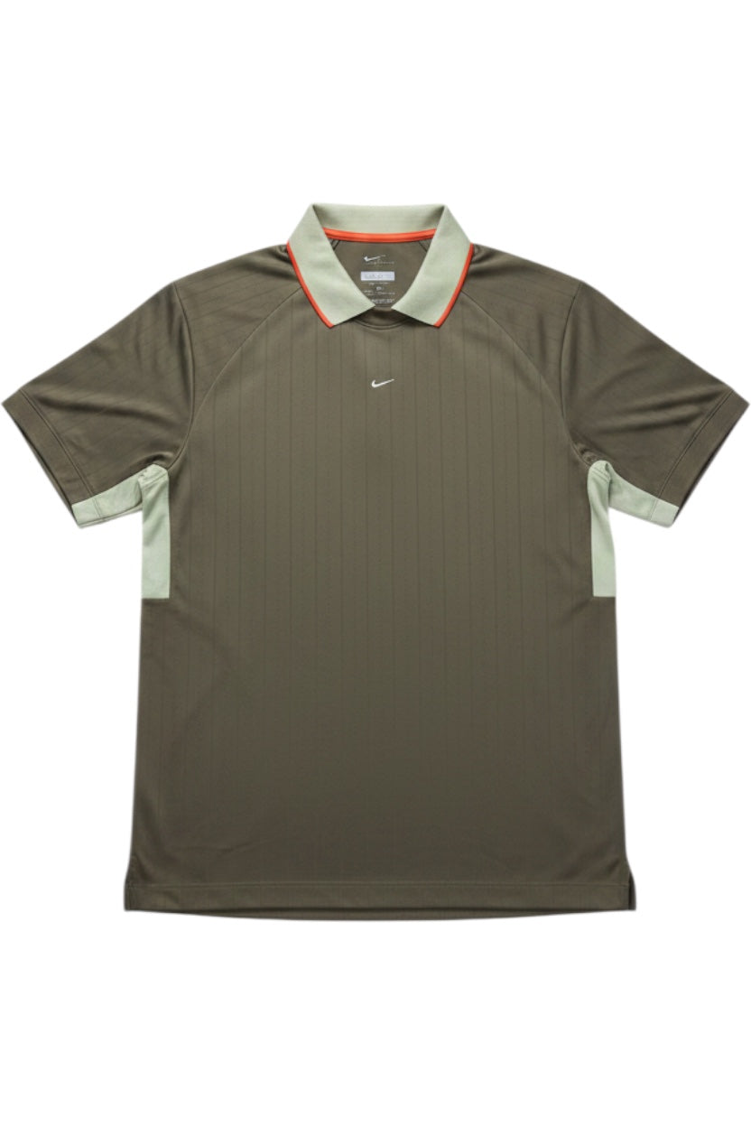 Nike Herren Poloshirt Dri-Fit Grün Gestreift Größe L