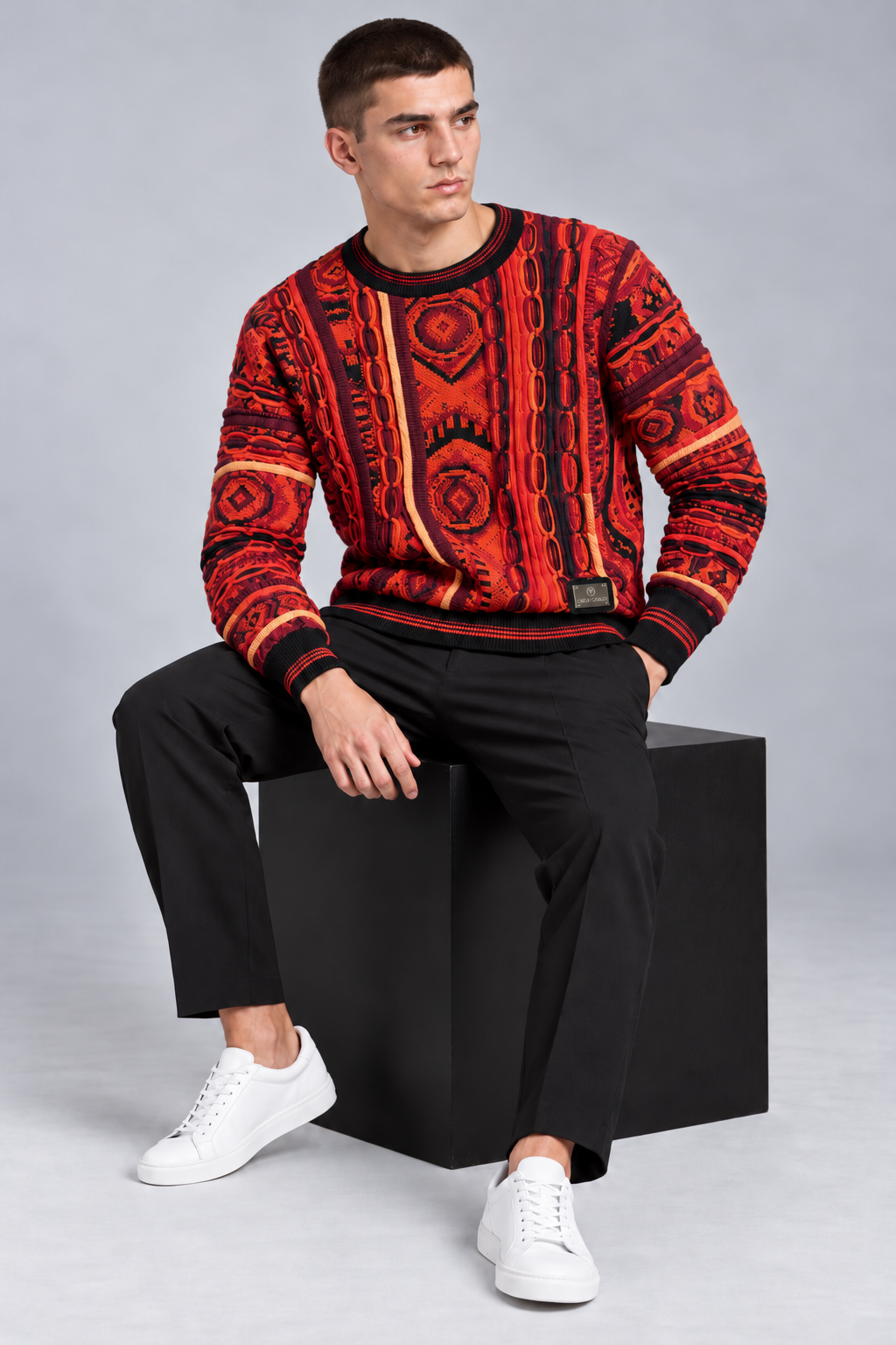 Carlo Colucci Strickpullover rot
