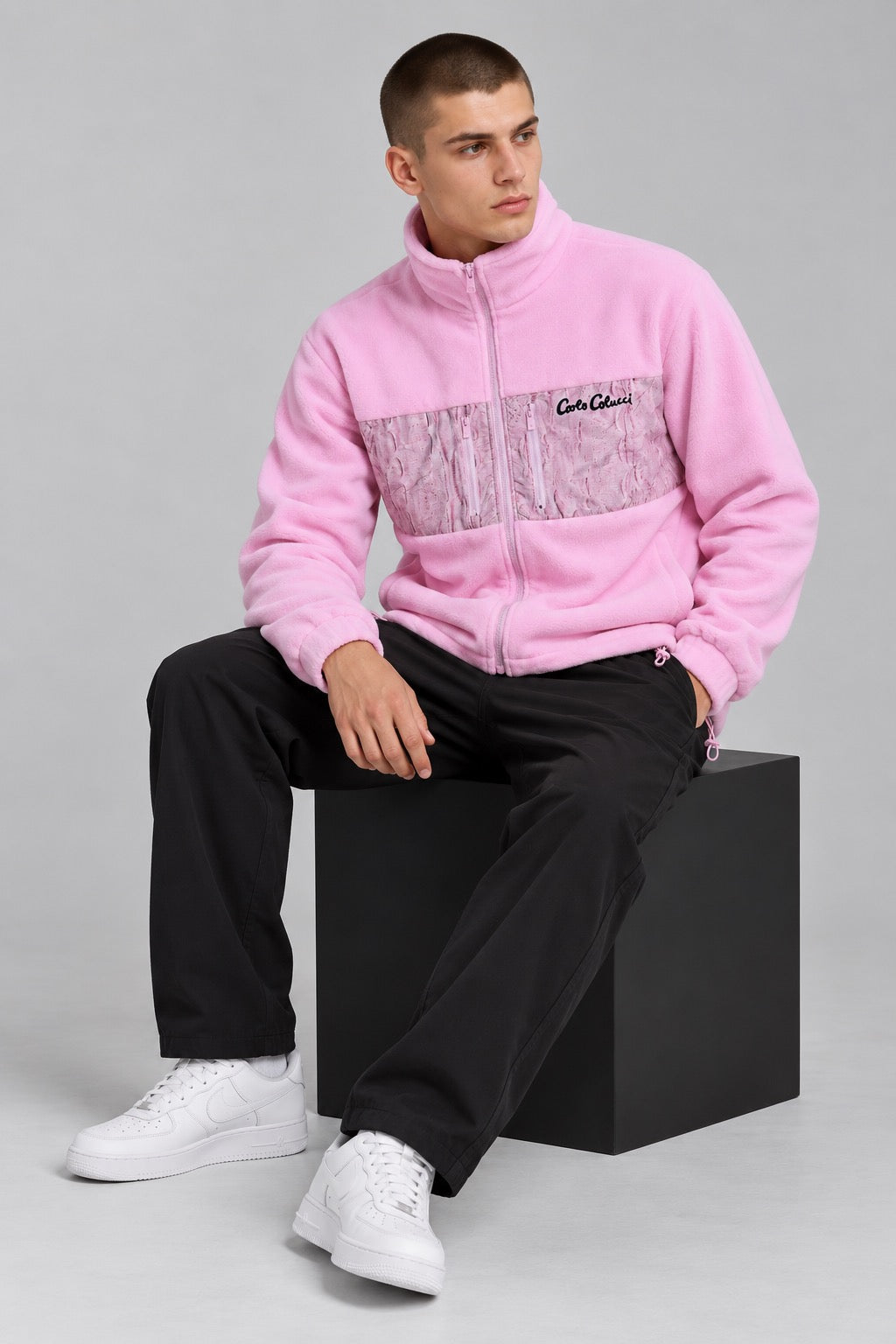 Carlo Colucci Fleece Jacke Teddy Rosa