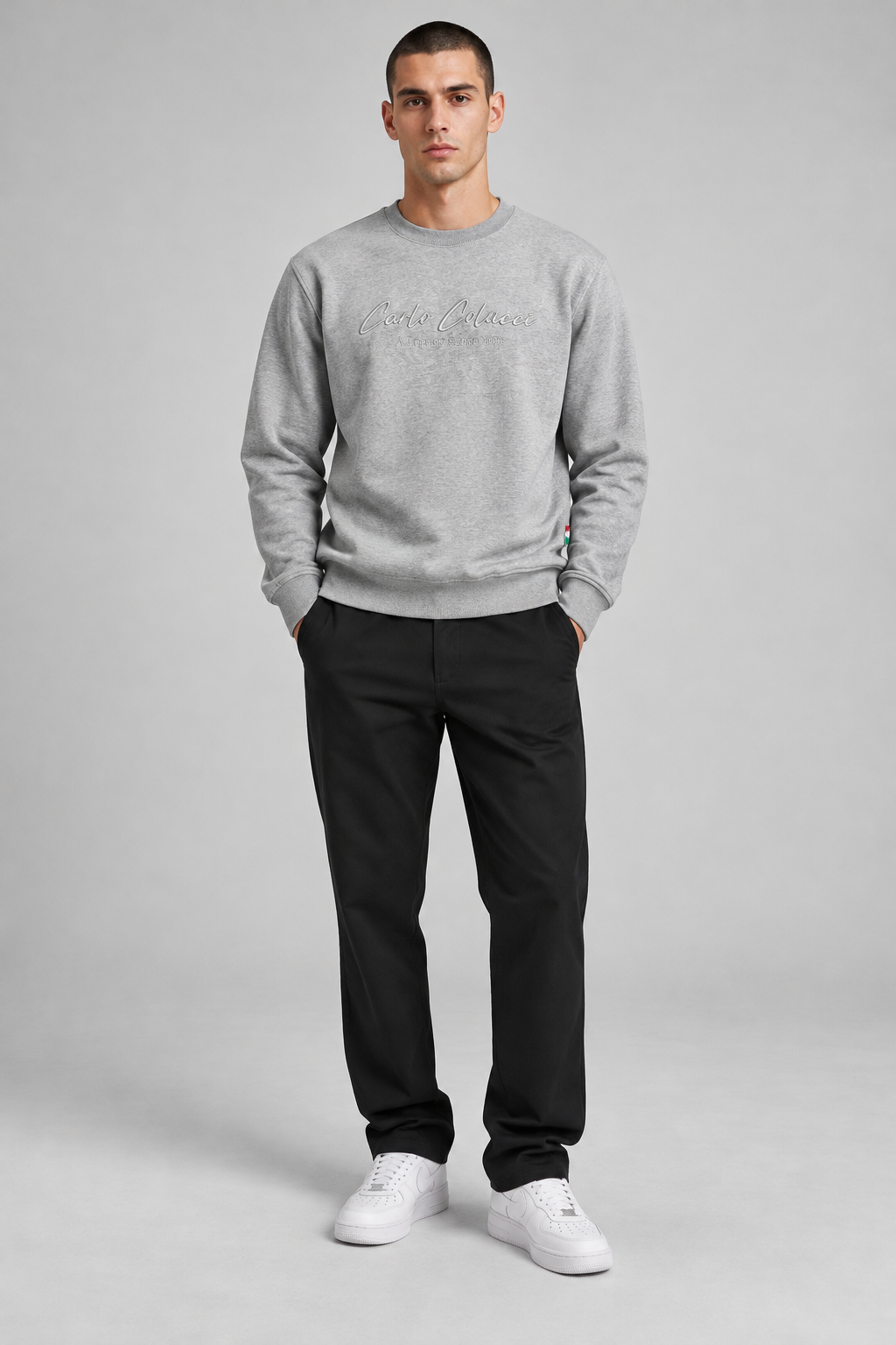 Carlo Colucci Pullover Basic Grau