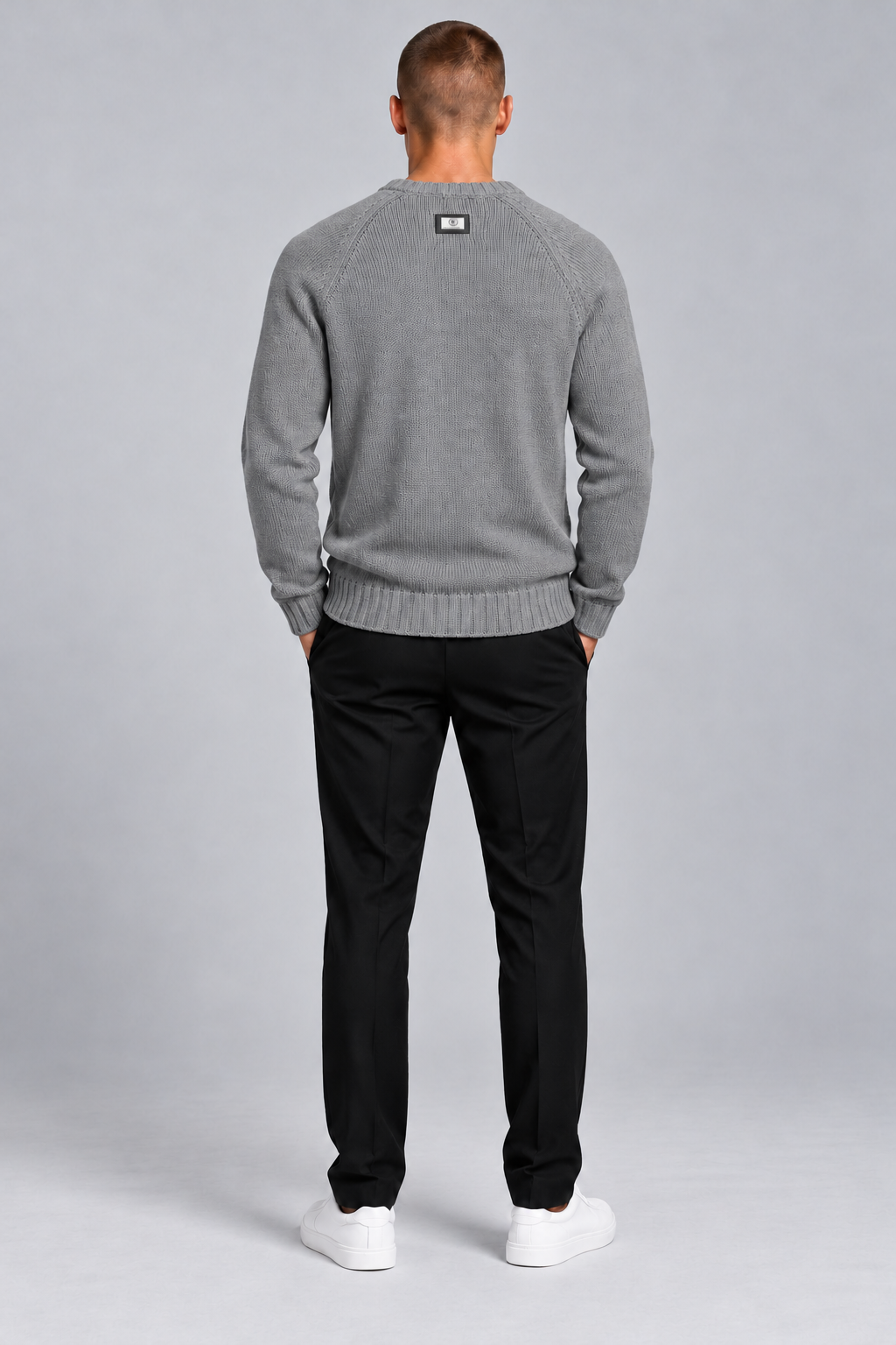Carlo Colucci Feinstrick Pullover Grau
