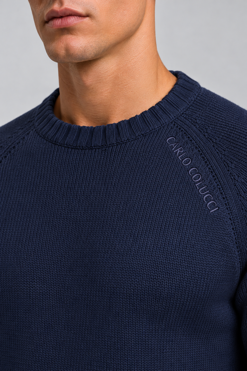 Carlo Colucci Feinstrick Pullover Blau