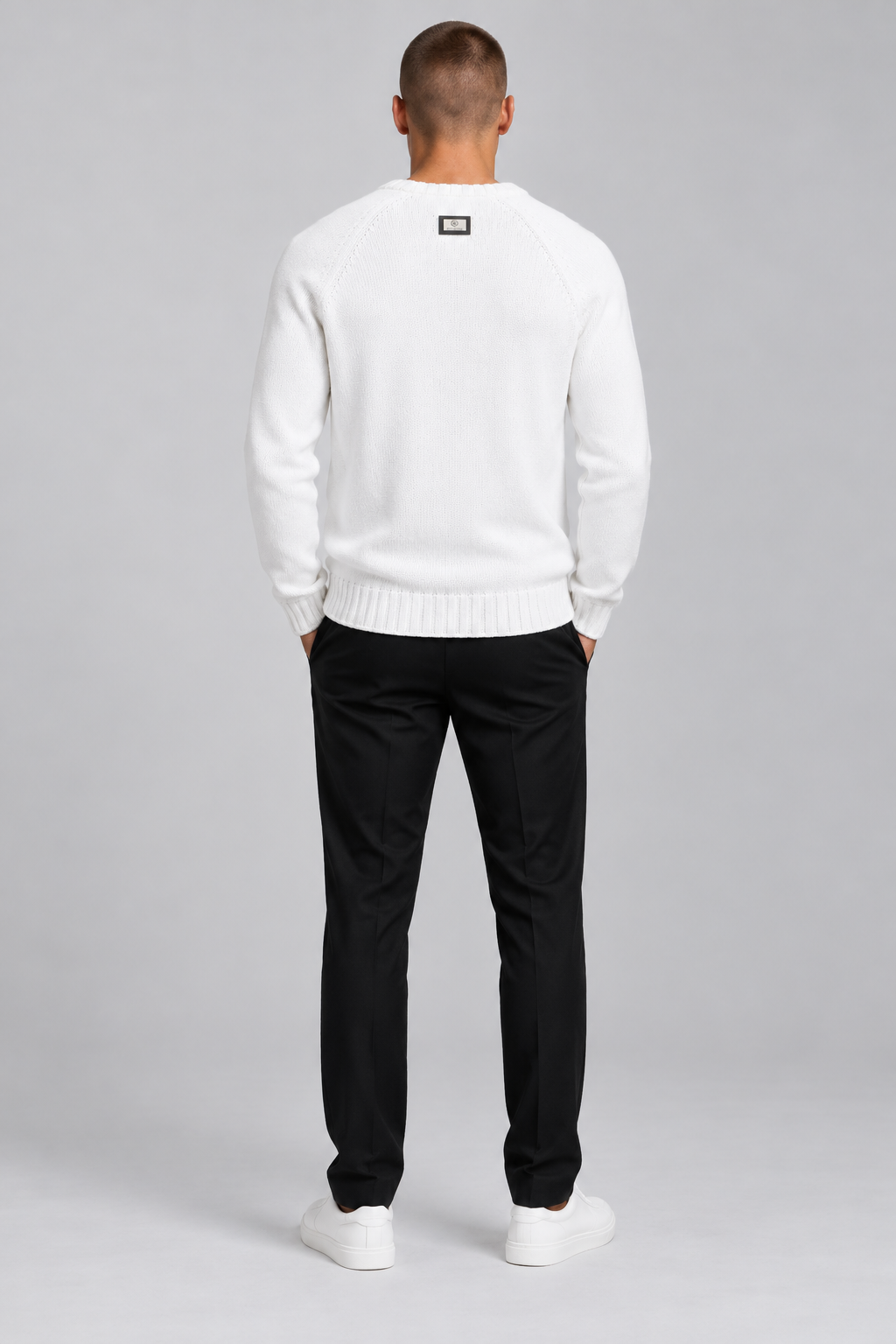 Carlo Colucci Feinstrick Pullover Weiß