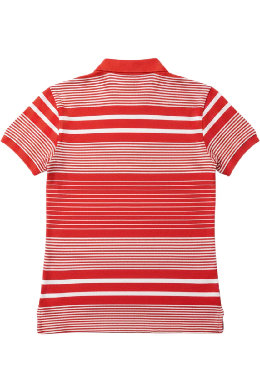 Lacoste Herren Poloshirt Slim Fit Gestreift Rot Weiß Größe S