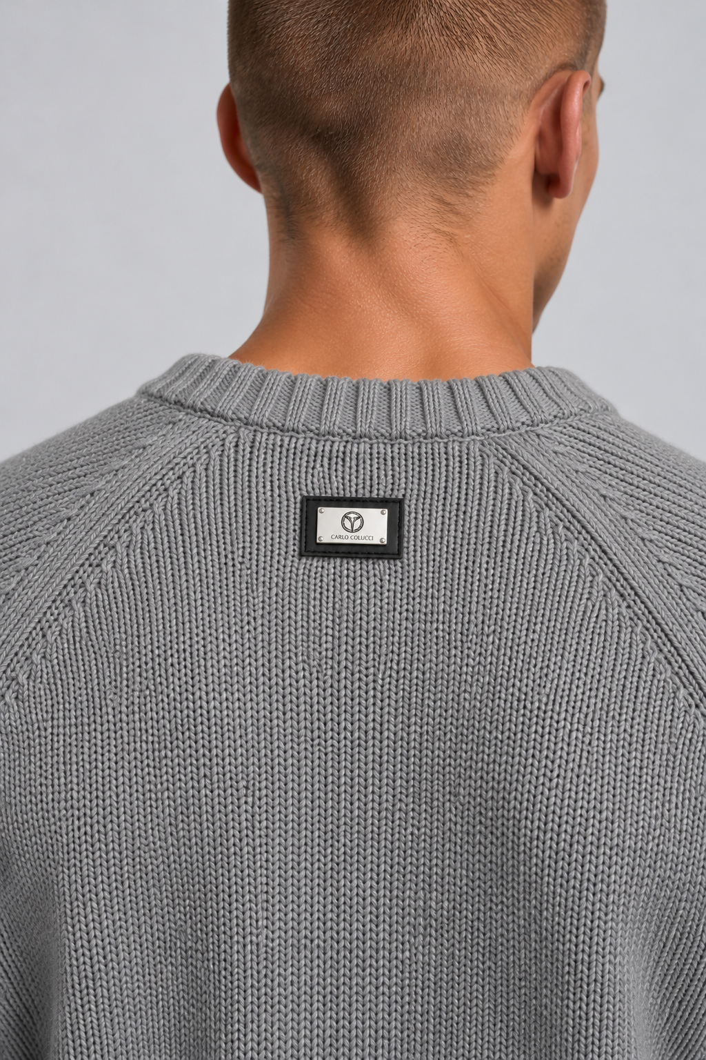 Carlo Colucci Feinstrick Pullover Grau