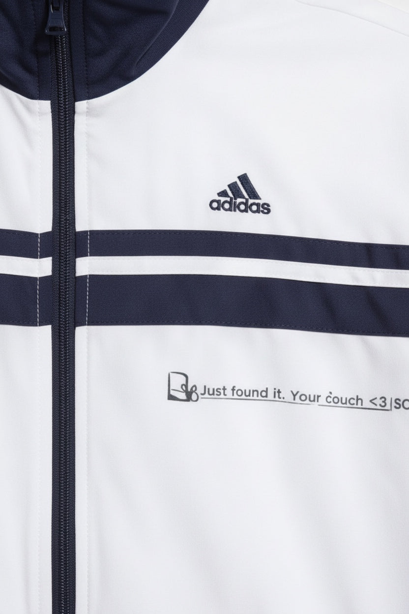 Adidas Herren Trainingsjacke Weiß Blau Größe L