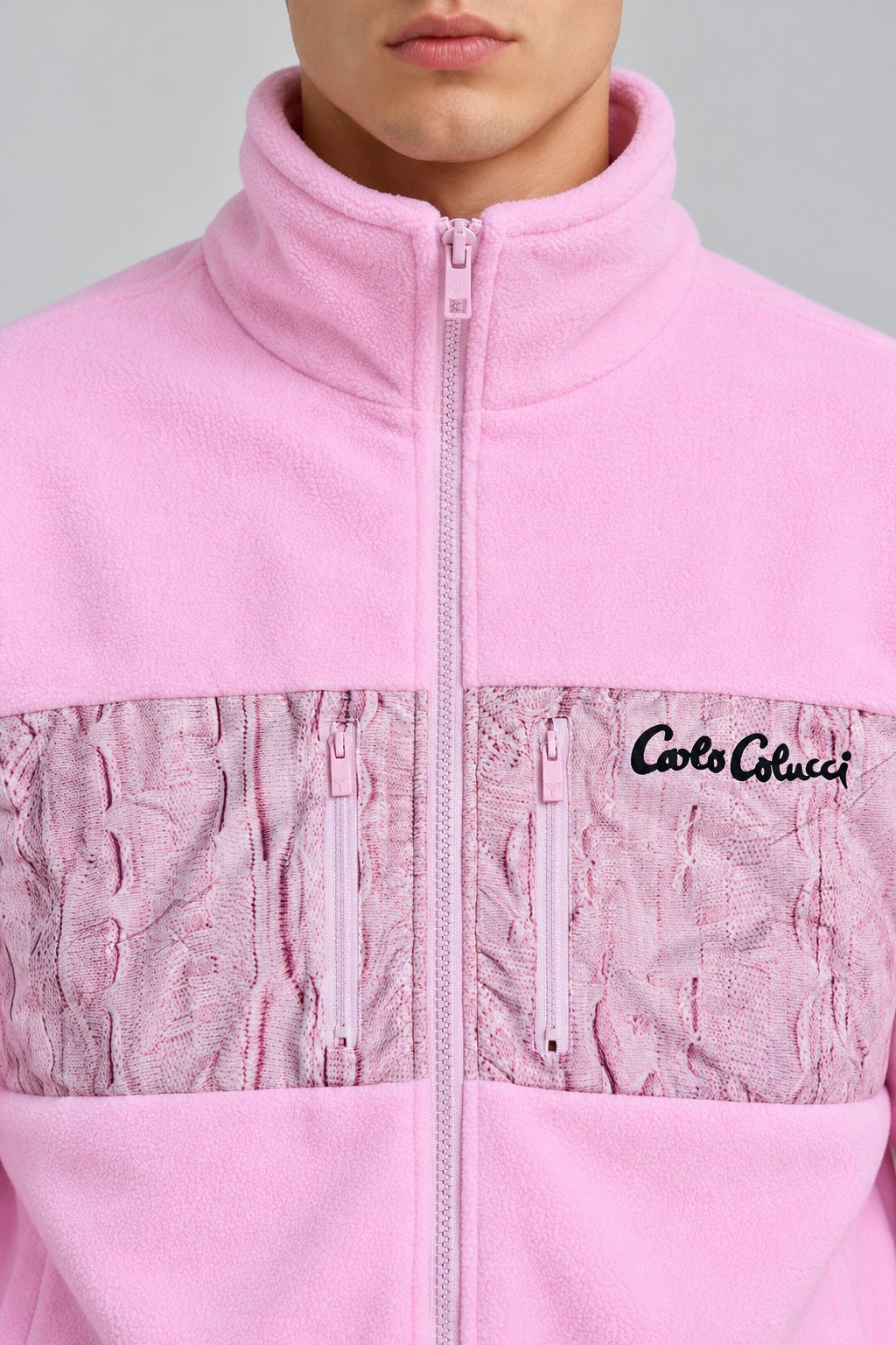 Carlo Colucci Fleece Jacke Teddy Rosa