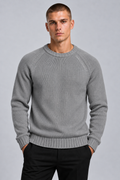 Carlo Colucci Feinstrick Pullover Grau