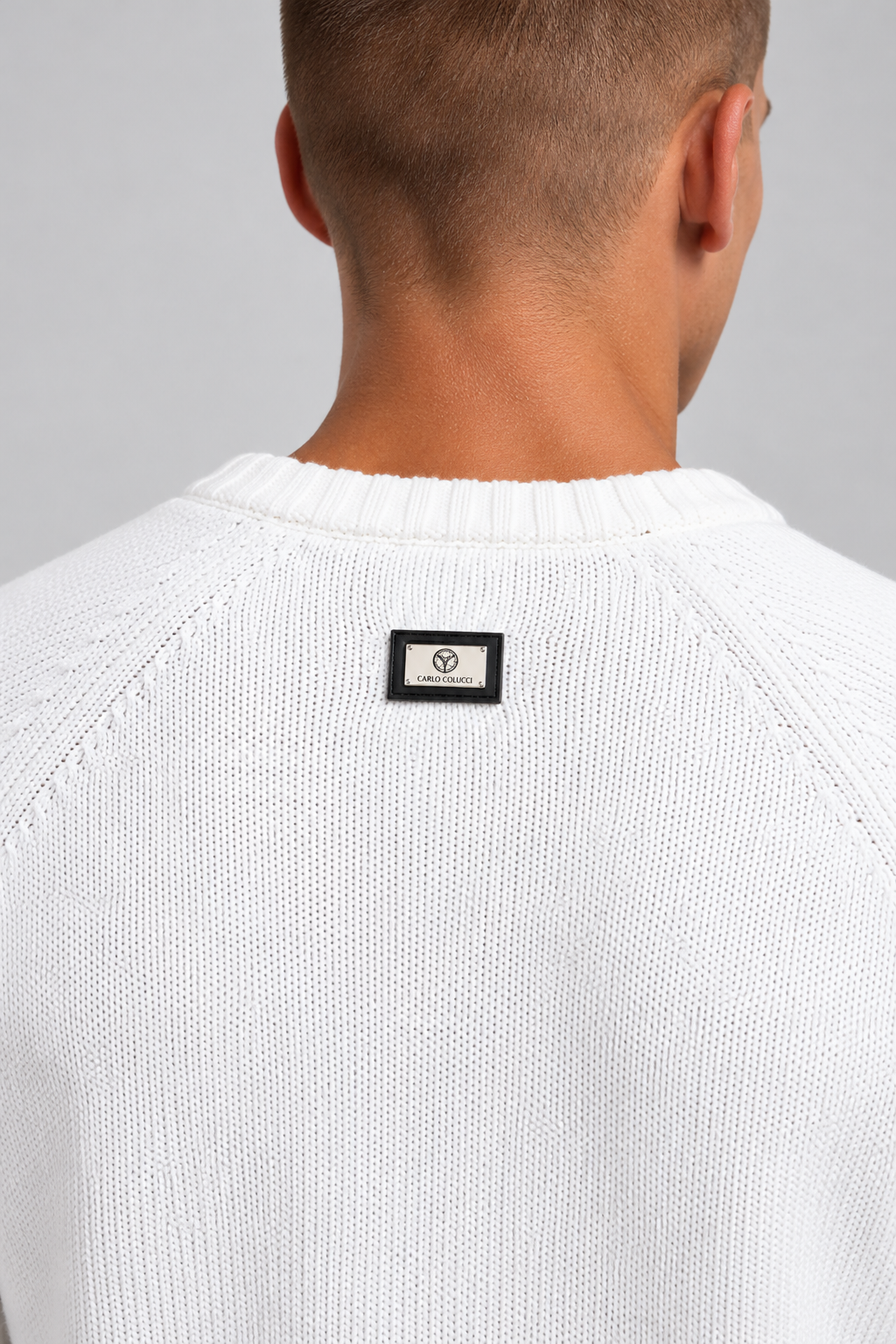 Carlo Colucci Feinstrick Pullover Weiß