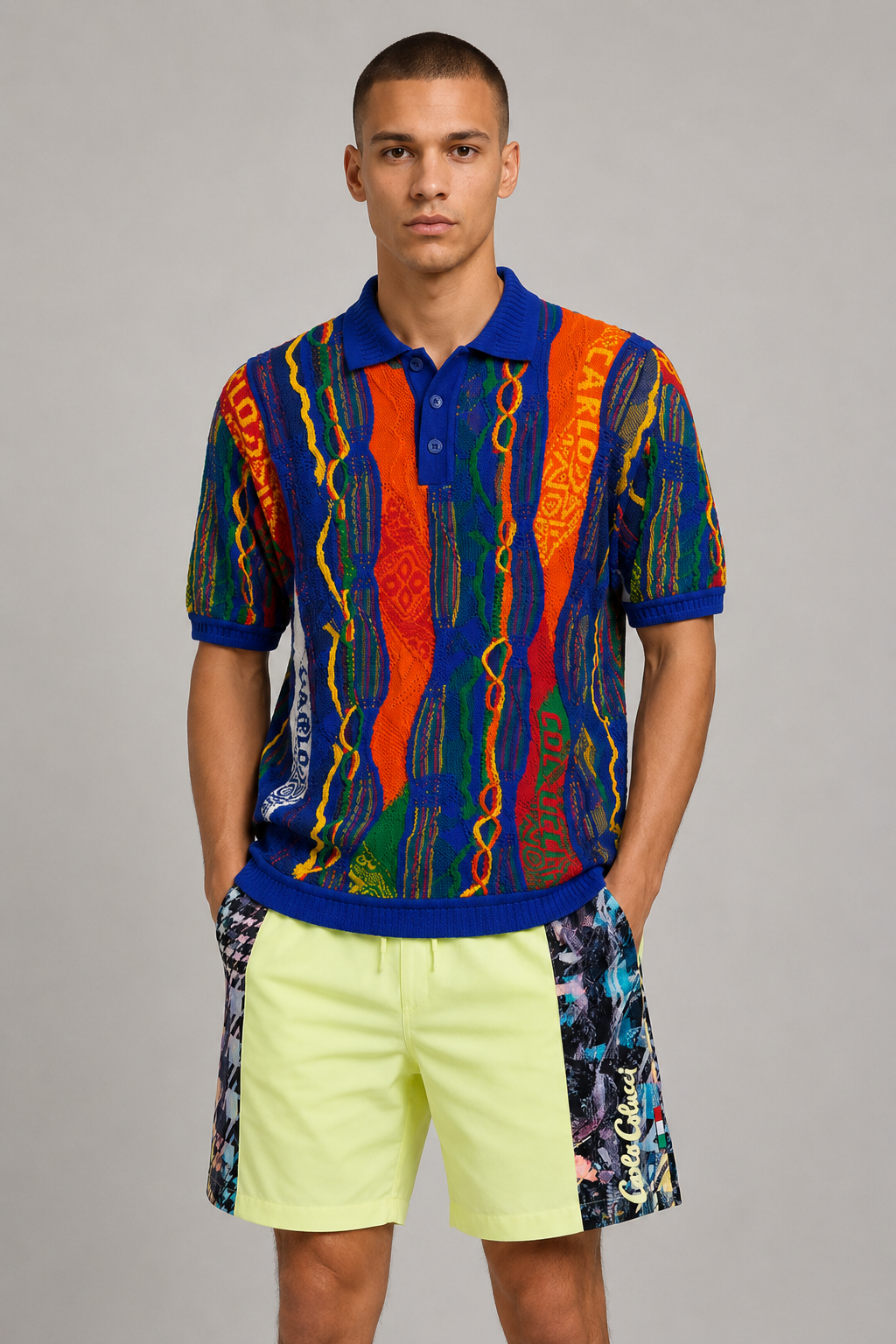 Carlo Colucci Bundle Strick-Polo + Shorts