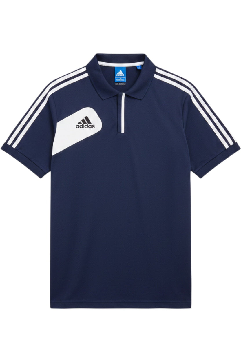 Adidas Herren Poloshirt Blau-Weiß Gestreift Größe L/XL