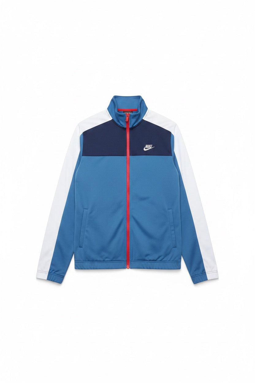 Nike Herren Trainingsjacke Blau Beige Rot Einfarbig Größe M