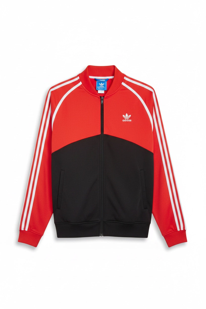 Adidas Herren Trainingsjacke Rot Schwarz Weiß Gestreift Größe M