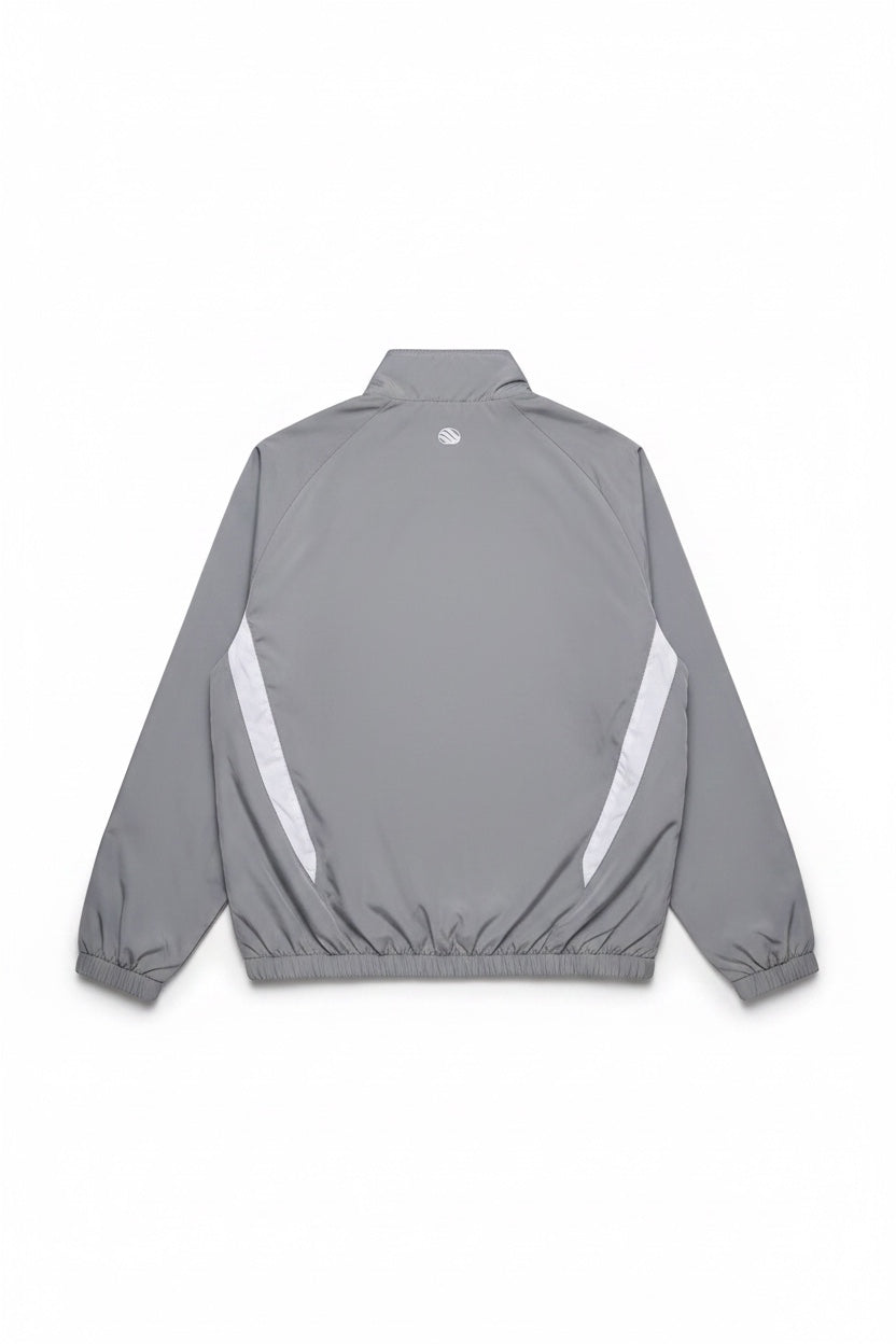 Bershka Herren Trainingsjacke Grau Weiß Einfarbig Größe L