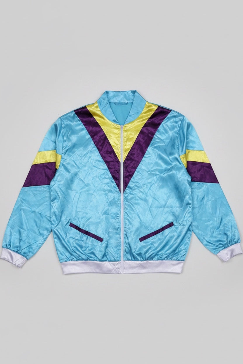 Herren Trainingsjacke Blau Gelb Lila Größe L