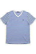 Polo Ralph Lauren Herren T-Shirt Custom Slim Fit Gestreift Blau Weiß Größe XL