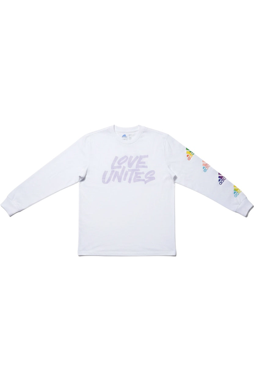 Adidas Unisex Langarmshirt Weiß-Mehrfarbig Print Größe S