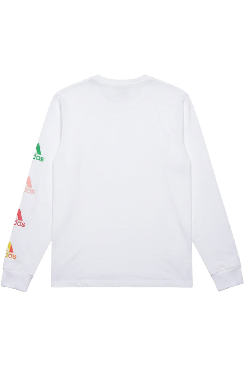 Adidas Unisex Langarmshirt Weiß-Mehrfarbig Print Größe S