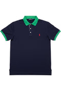 Polo Ralph Lauren Herren Poloshirt Custom Slim Fit Blau Grün Größe L