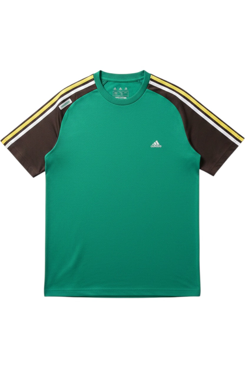 Adidas Herren T-Shirt Grün-Braun-Gelb Gestreift Größe M