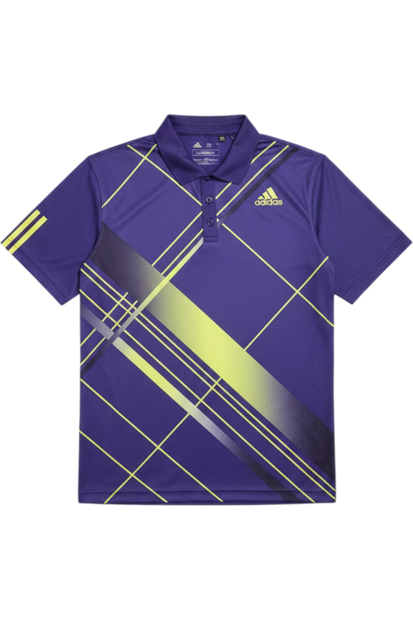 Adidas Herren Poloshirt Lila-Gelb Gestreift Größe M