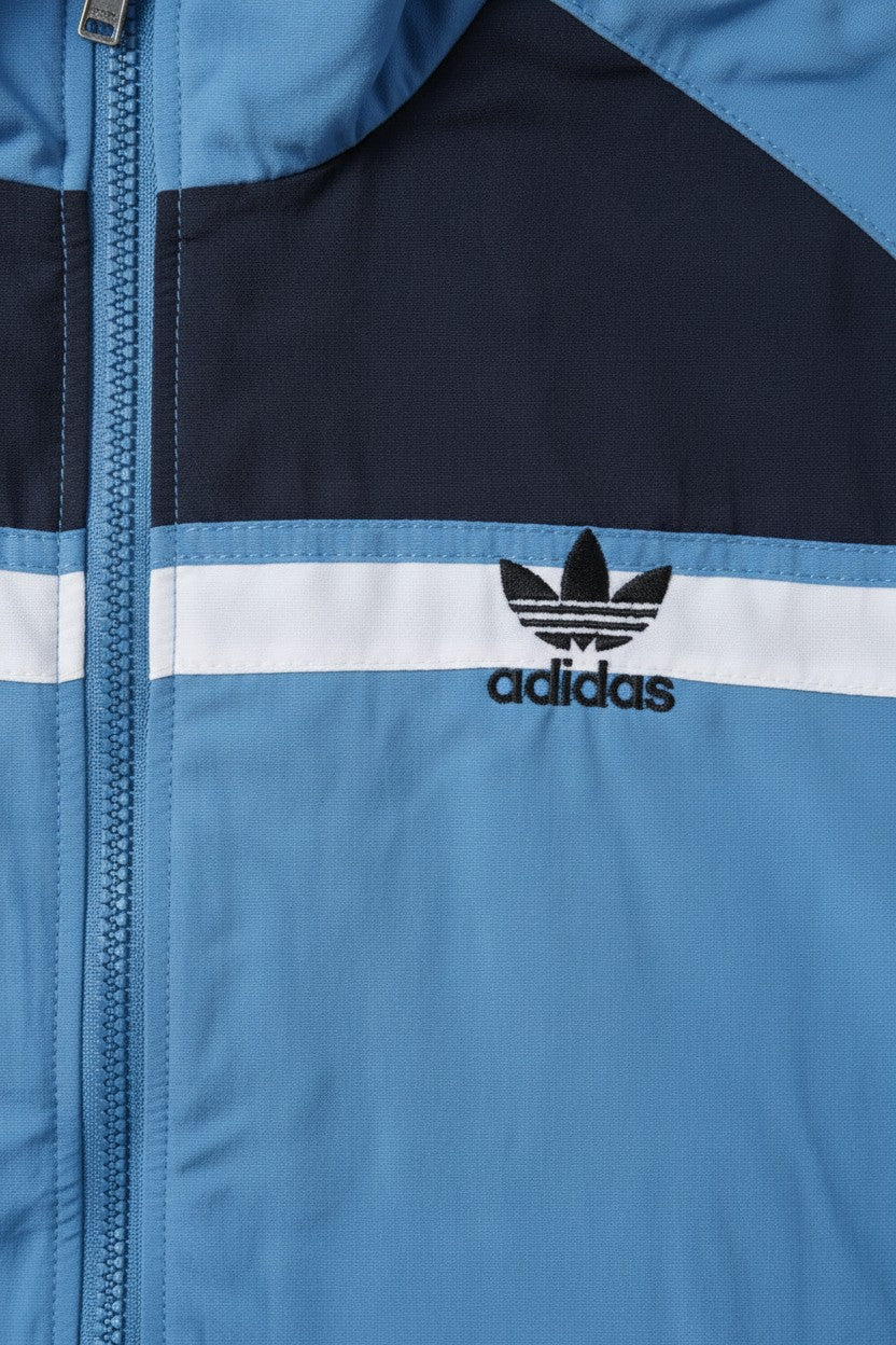 Adidas Herren Trainingsjacke Blau Schwarz Weiß Größe 46