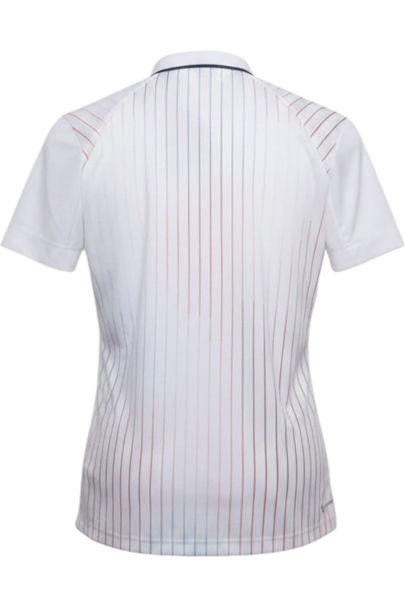 Adidas Herren Poloshirt Freelift Weiß-Blau-Rot Gestreift Größe M