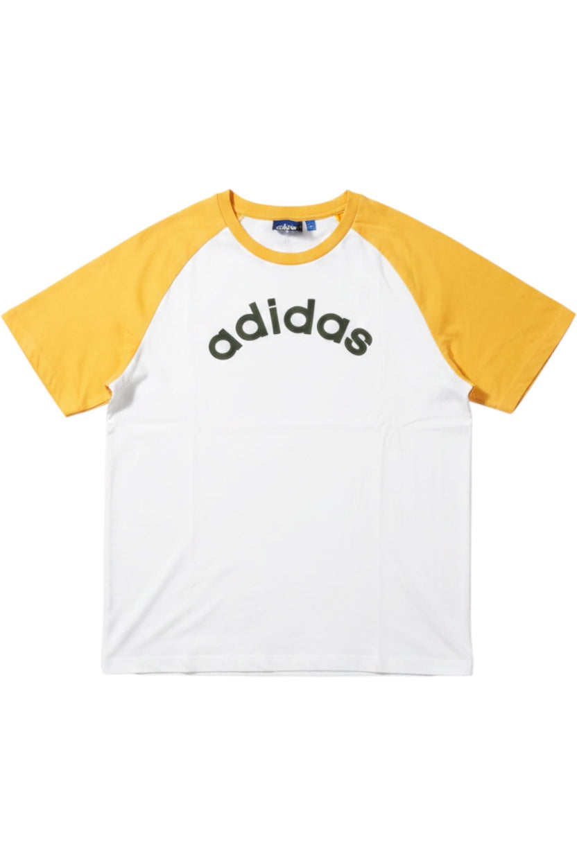 Adidas Herren T-Shirt Weiß-Gelb-Schwarz Print Größe L
