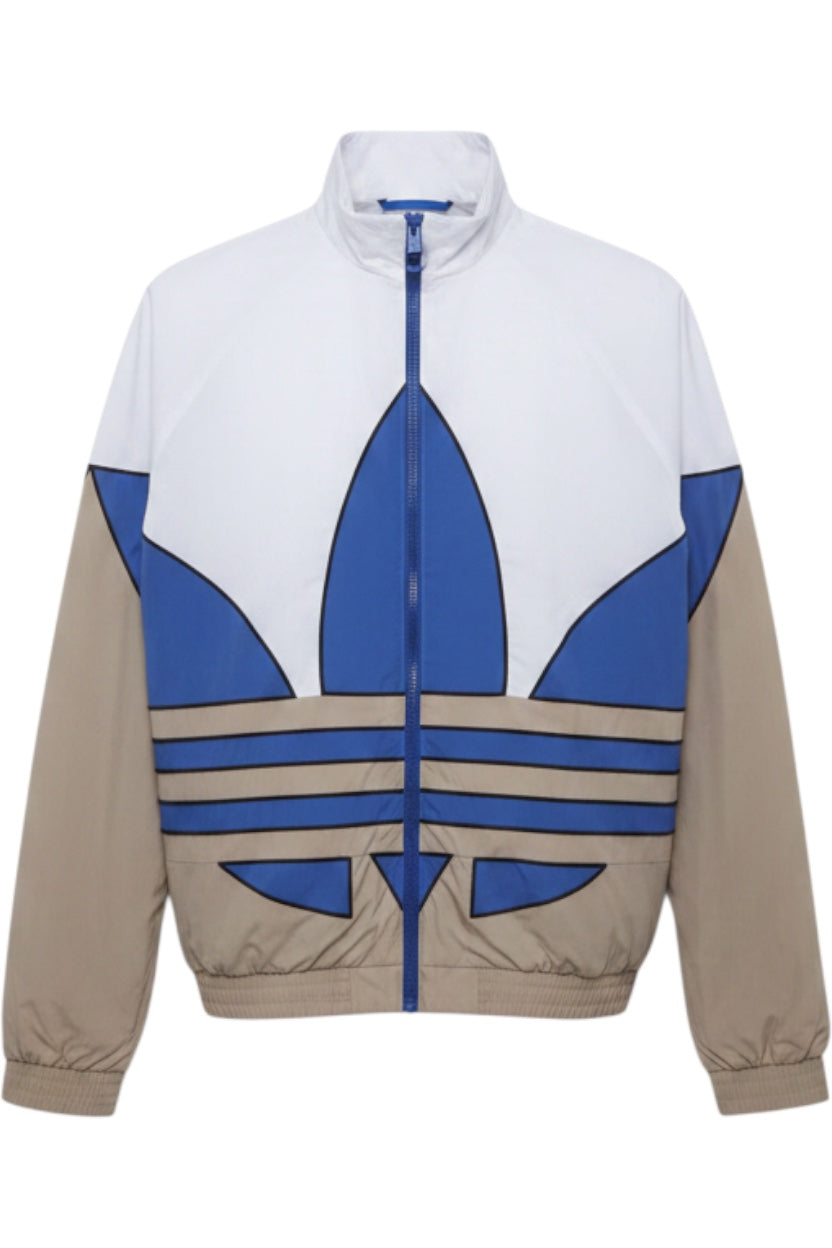 Adidas Herren Trainingsjacke Weiß Blau Beige Streifen Größe S