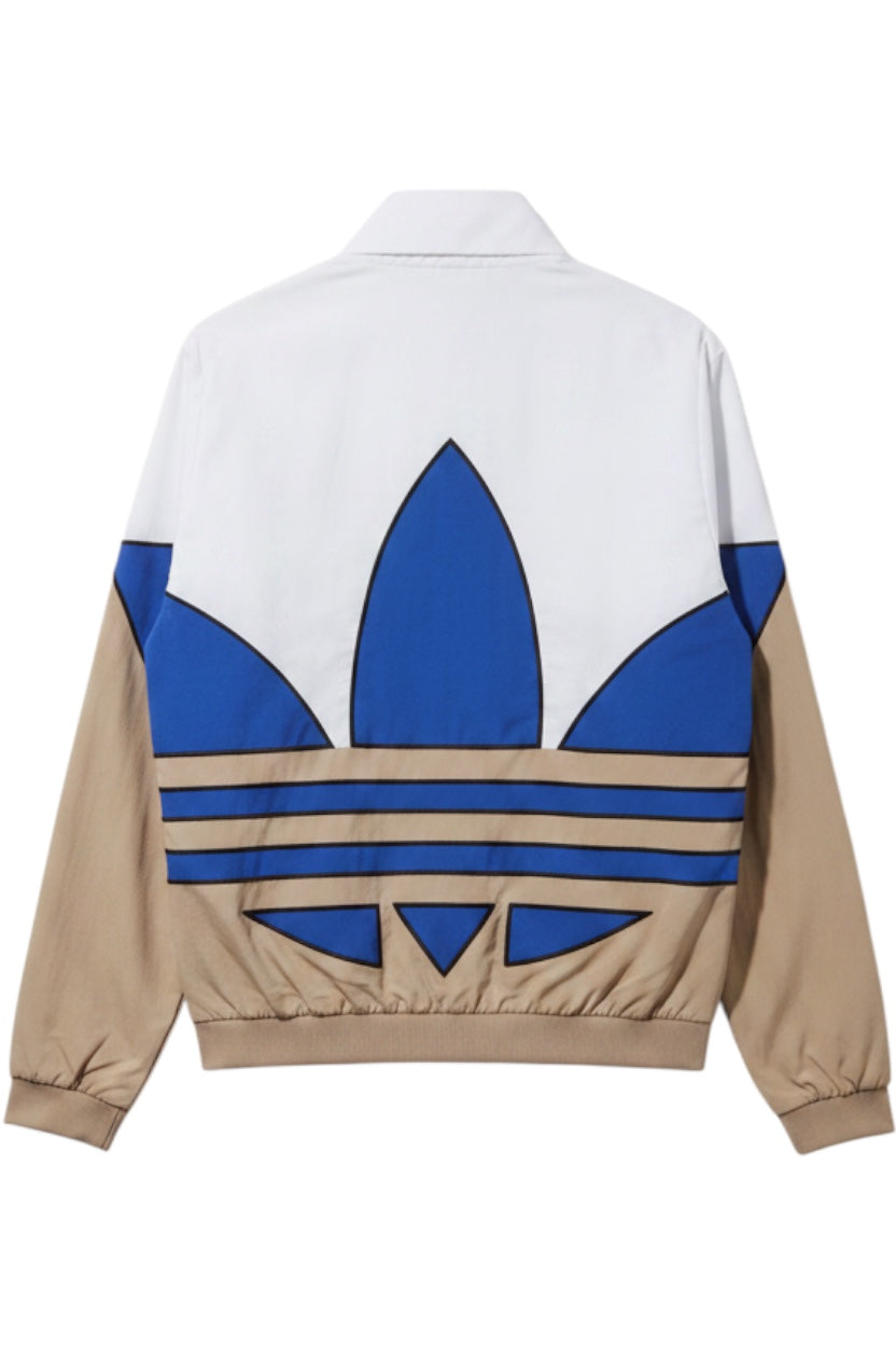 Adidas Herren Trainingsjacke Weiß Blau Beige Streifen Größe S