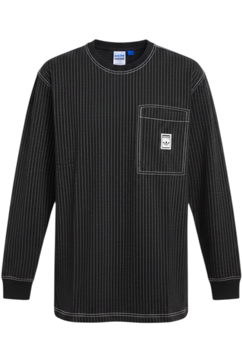 Adidas Herren Langarmshirt Schwarz-Weiß Gestreift Größe XL