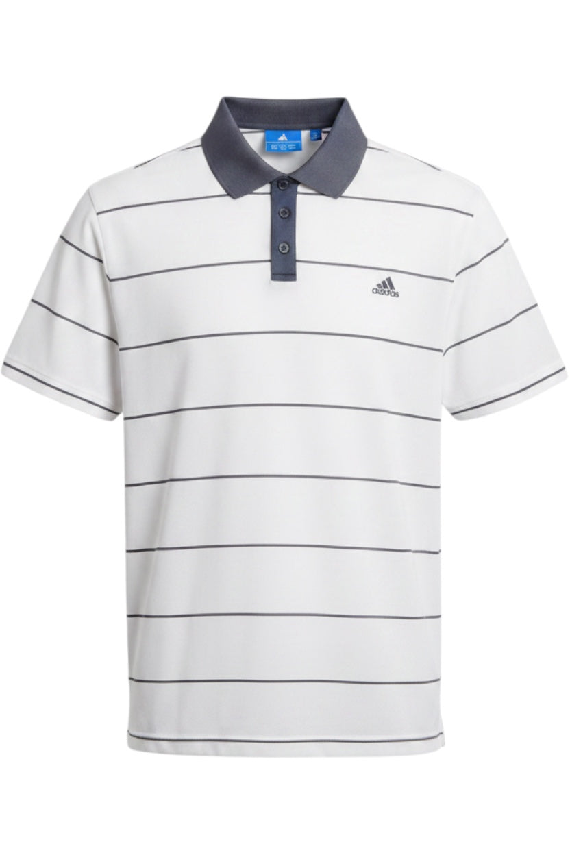 Adidas Herren Poloshirt Weiß-Blau Gestreift Größe 2XL